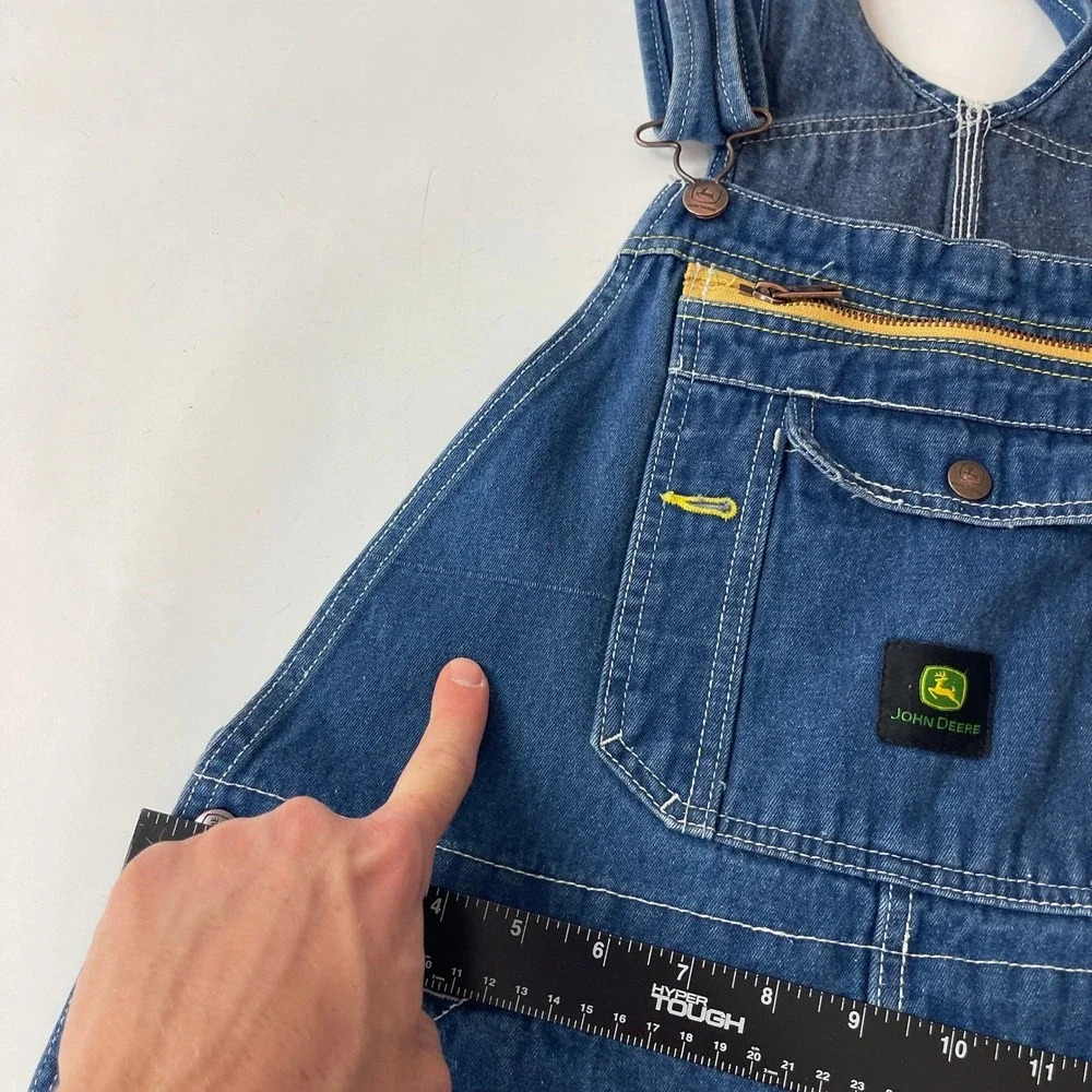 John Deere Overalls Mens 34x32 Blue Denim Bibs Work Farm Outdoor Workwear Ranch